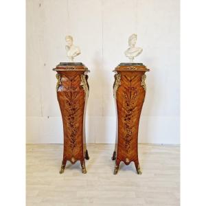 Pair Of French Bomb Pedestal Bust Stands