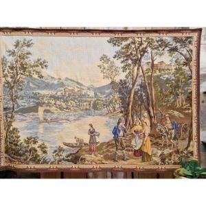 Tapisserie Ancienne D’aubusson Français Halliun Large 126 X 181 Cm