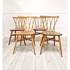 4 Ercol Chandelier Back Dining Chairs