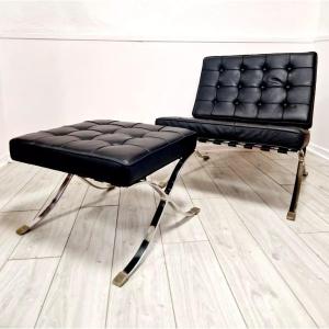 Mid-century Style Barcelona Armchair And Footstool