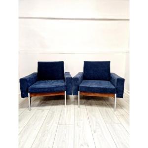 Pair Of Mid-century Danish Kiushu Saporiti Style Club Armchairs