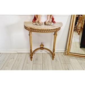 Antique French Louis XVI Style Console Table With Marble Top