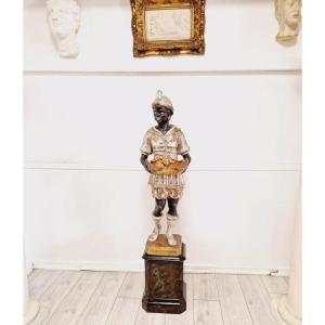 19th Century Venetian Statue In Polychromed Wood