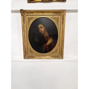 19th Century Oil Painting Virgin Of Sorrows