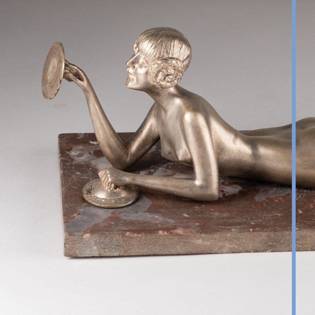 Chiparus Dimitri (1886-1947), Nue aux cymbales, bronze argent&eacute;, XXe-photo-3