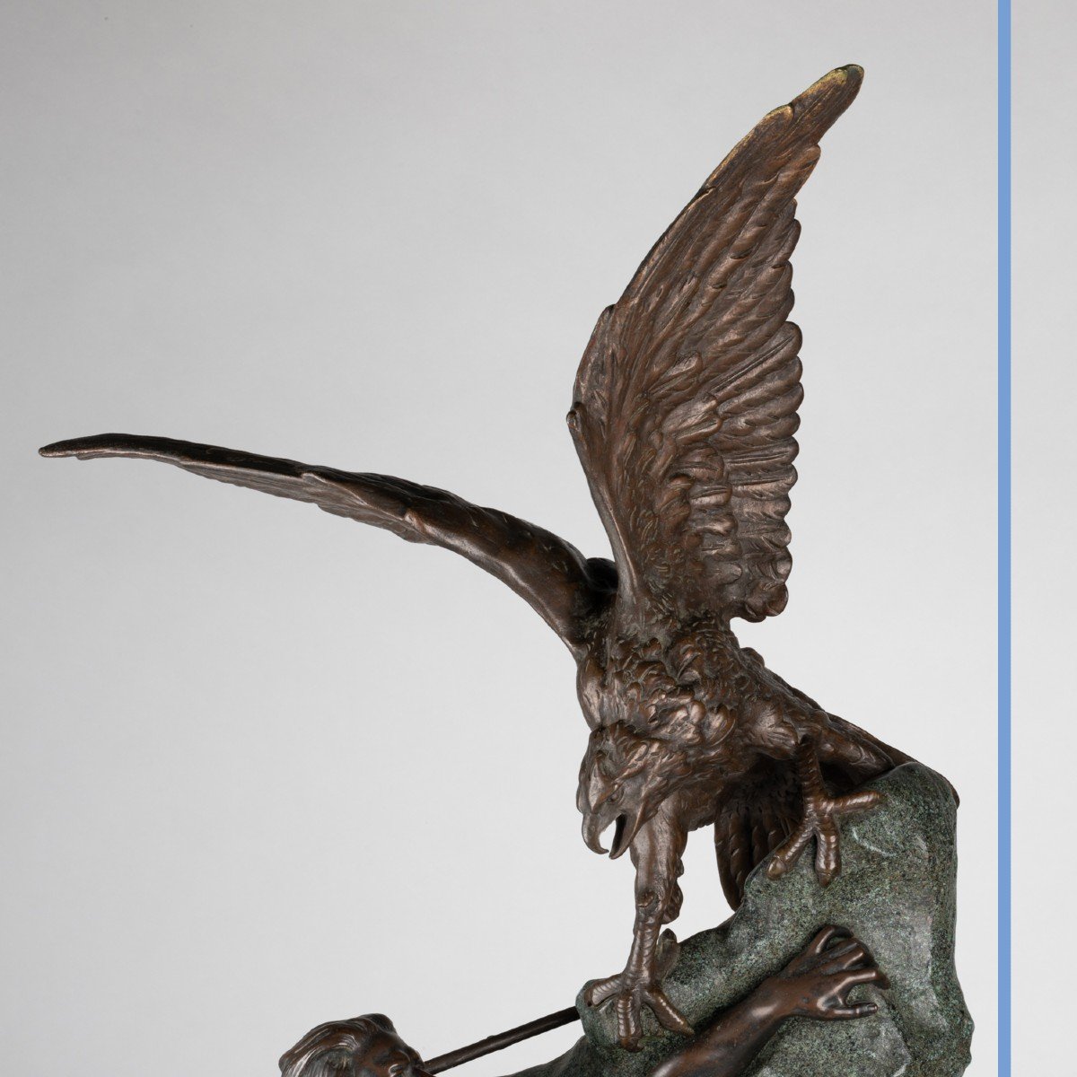 Théophile François Somme (1871-1952), dénicheur d'aigle, bronze à double patine, XXe-photo-2