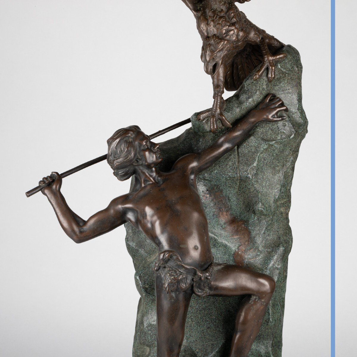 Th&eacute;ophile Fran&ccedil;ois Somme (1871-1952), d&eacute;nicheur d&#039;aigle, bronze &agrave; double patine, XXe-photo-5