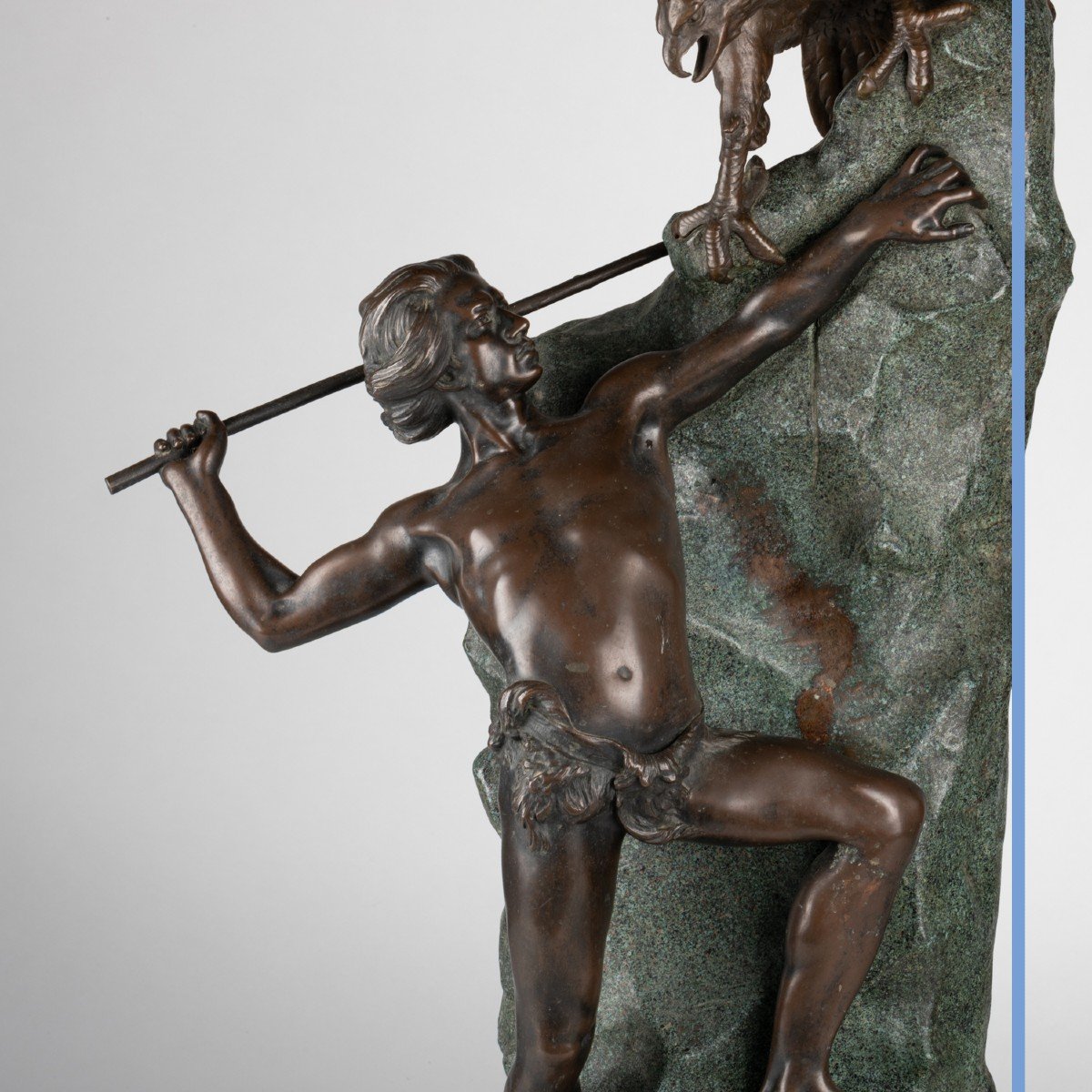 Th&eacute;ophile Fran&ccedil;ois Somme (1871-1952), d&eacute;nicheur d&#039;aigle, bronze &agrave; double patine, XXe-photo-6