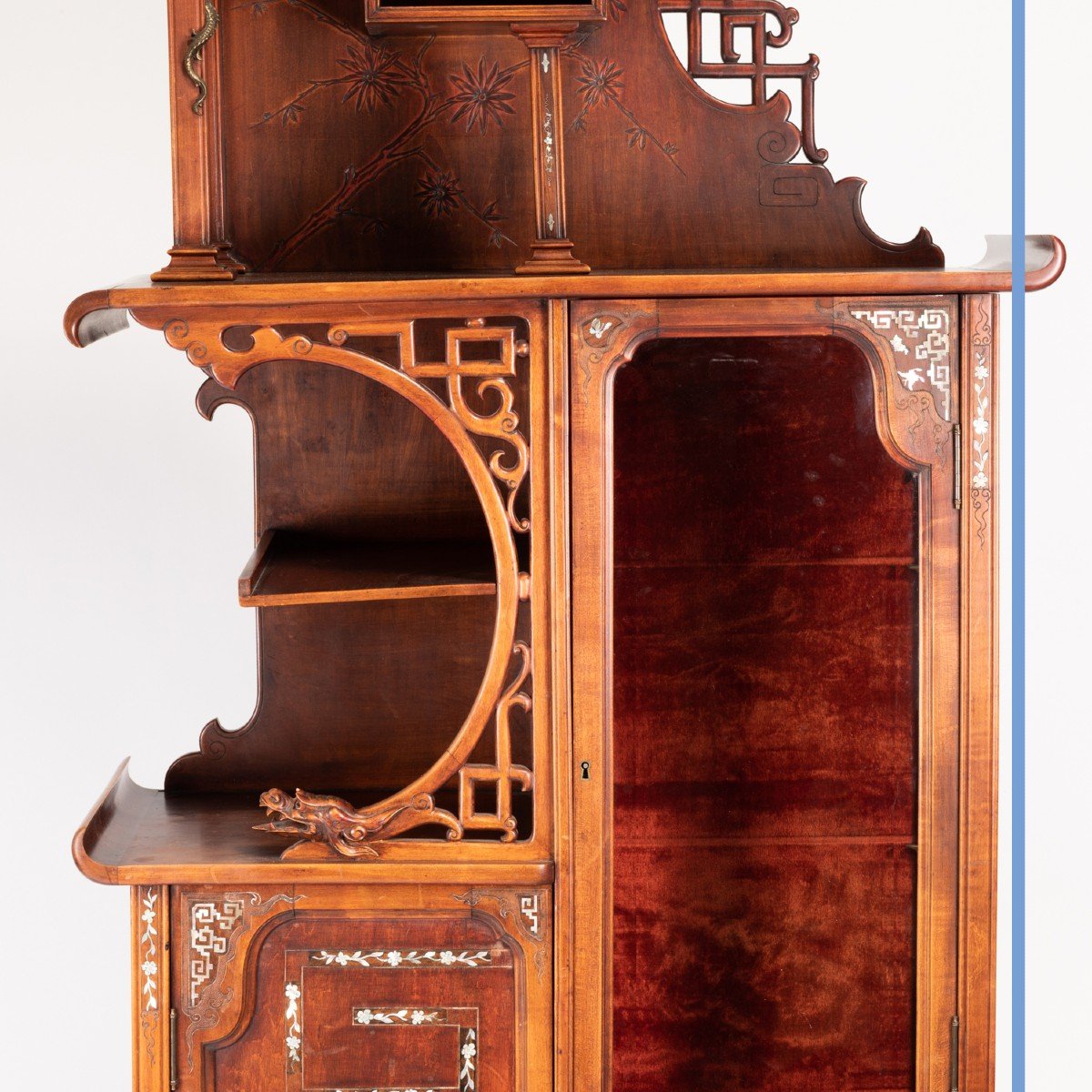 Attribué à Gabriel Viardot (1830-1904), cabinet en bois exotique, XIXe-photo-4