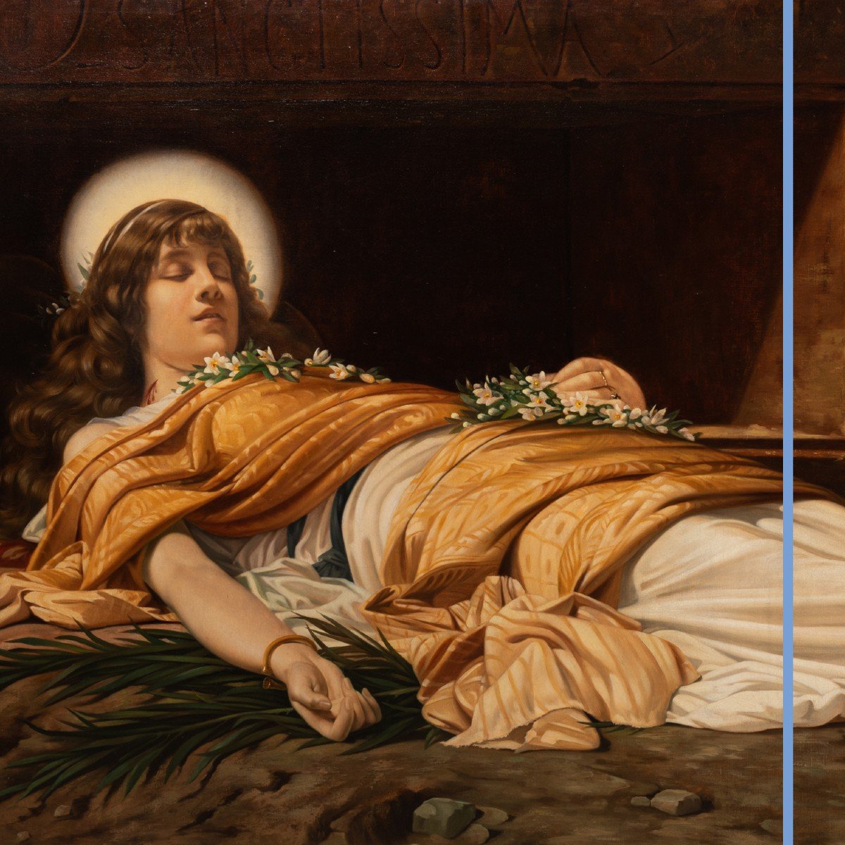 Théobald Chartran (1849-1907), The Death Of Sainte-cécile, Oil On Canvas, 19th Century-photo-2