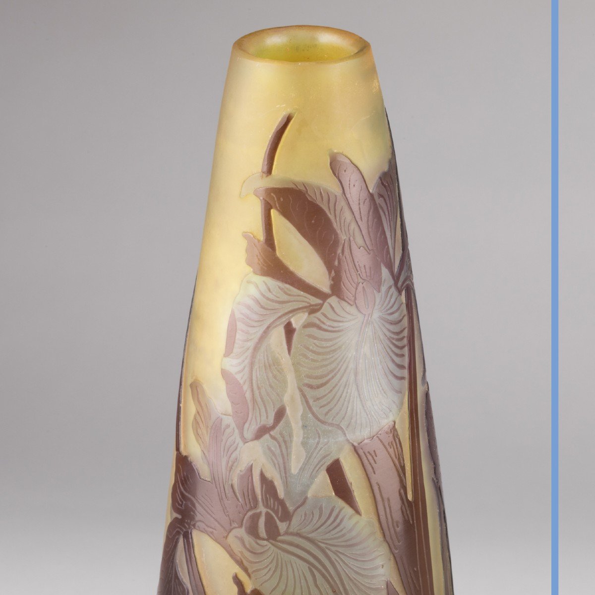 Emile Gallé (1846-1904),  vase aux iris en verre multicouche, XIXe-photo-1