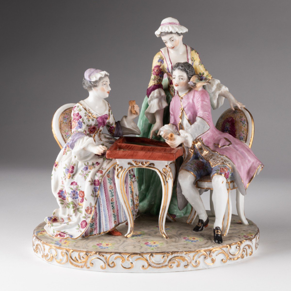 Dans le go&ucirc;t de Meissen, groupe en porcelaine, XIXe