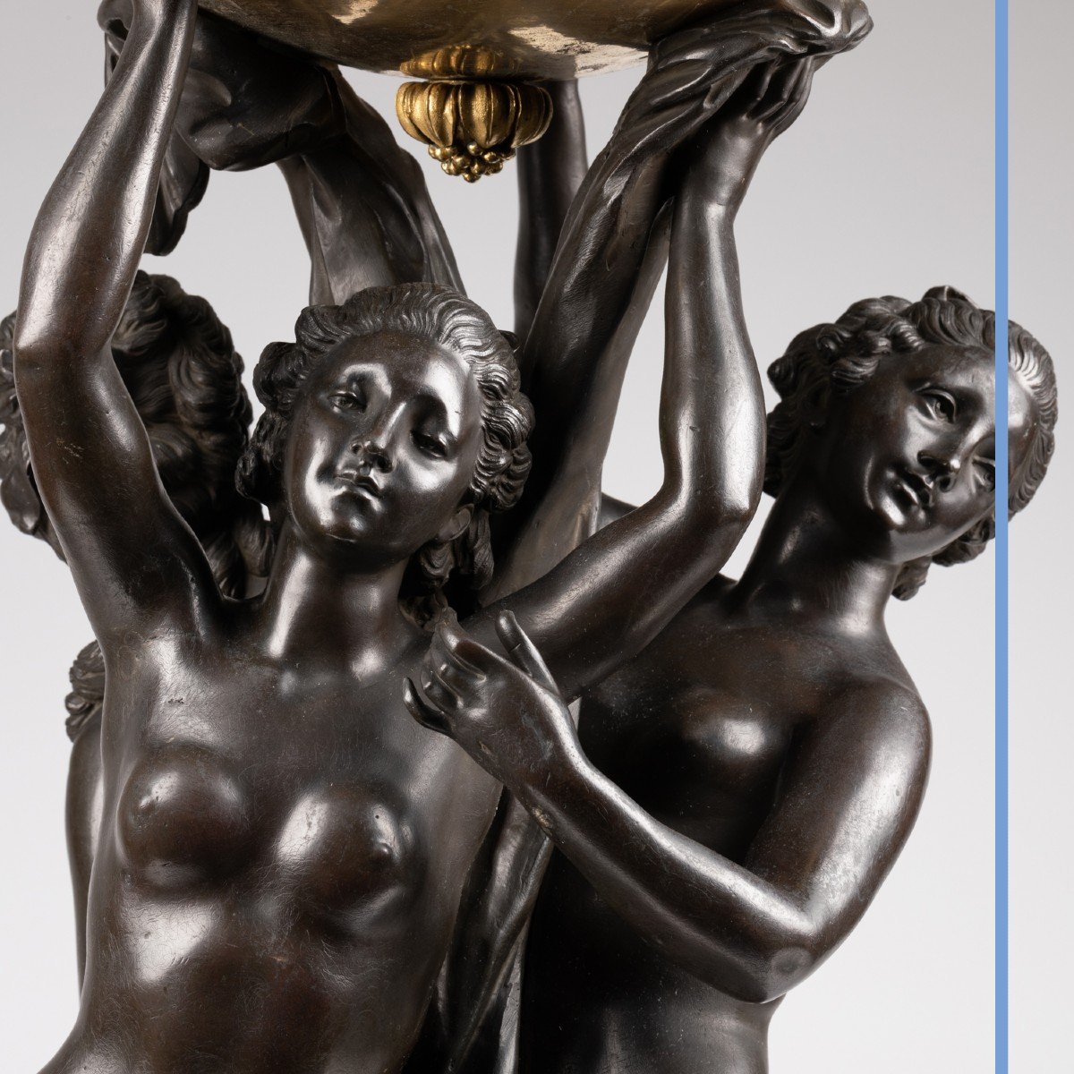 Les trois graces, important groupe en bronze, XIXe-photo-2