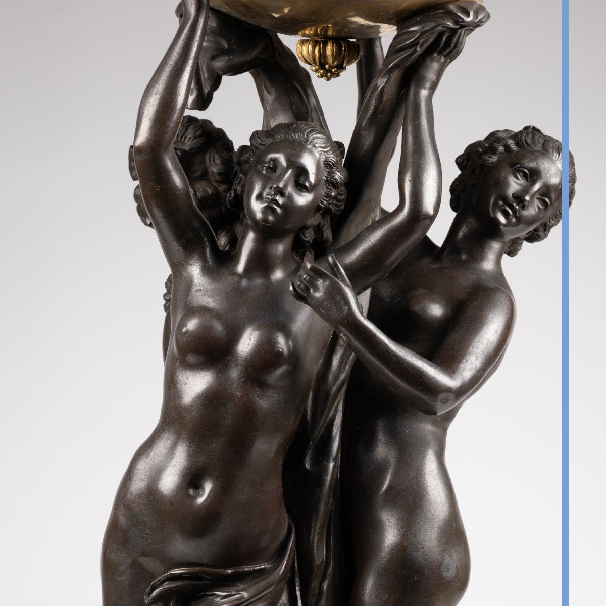 Les trois graces, important groupe en bronze, XIXe-photo-4