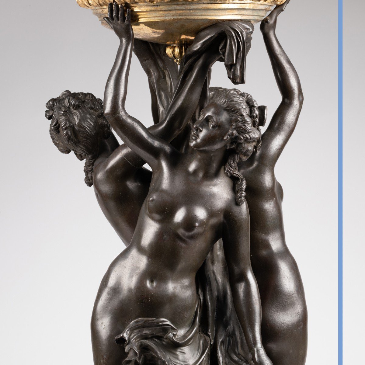 Les trois graces, important groupe en bronze, XIXe-photo-5