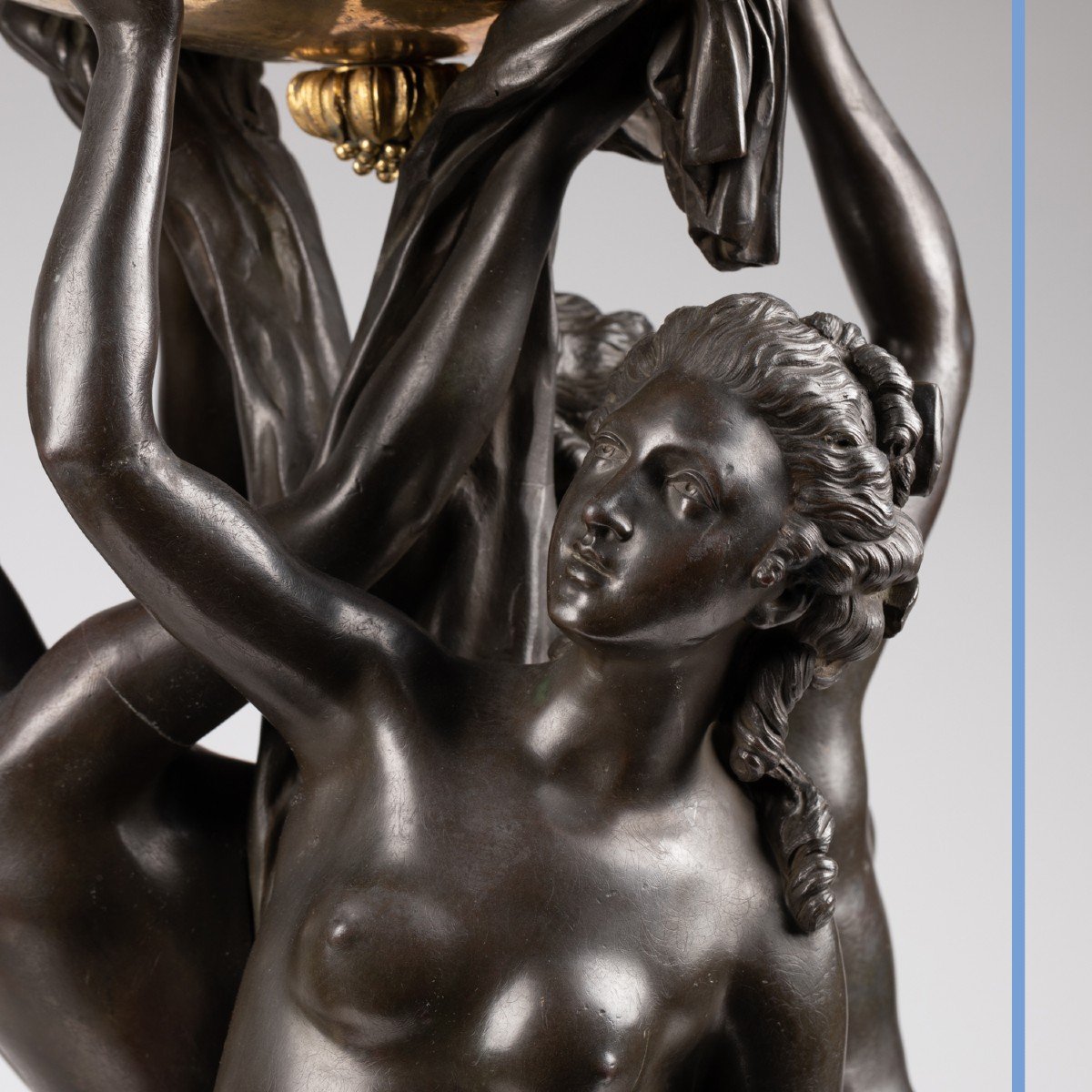 Les trois graces, important groupe en bronze, XIXe-photo-6