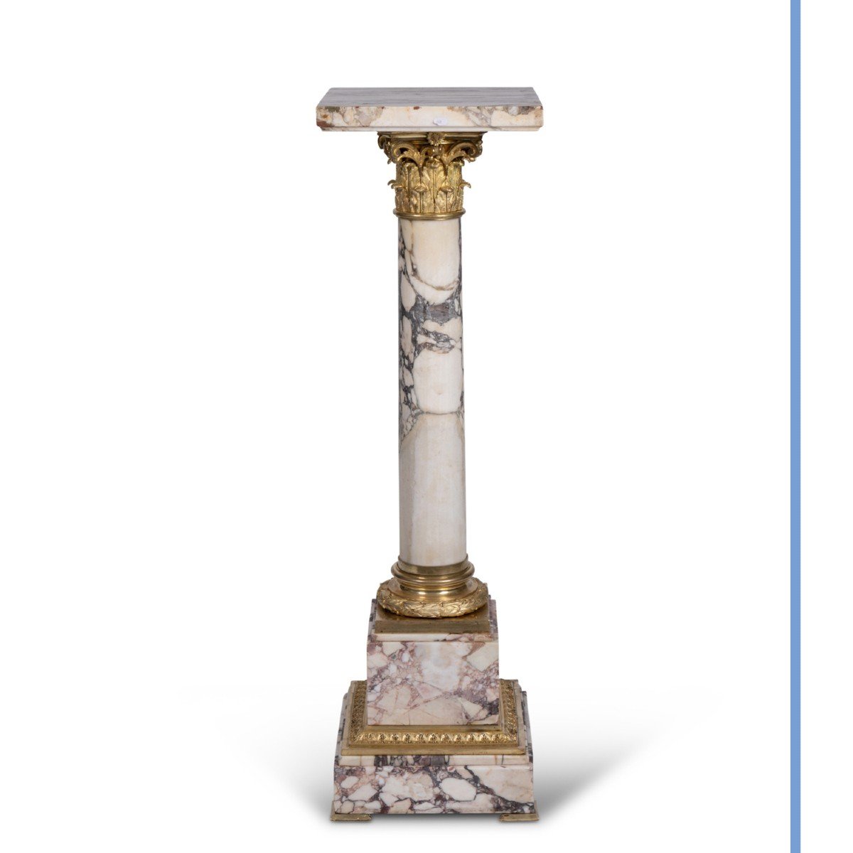 Colonne de forme corinthienne en marbre et bronze dor&eacute;, XIXe-photo-3