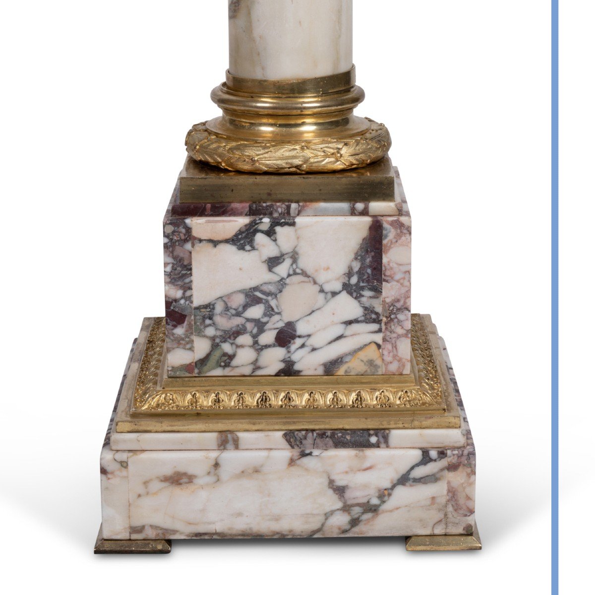 Colonne de forme corinthienne en marbre et bronze dor&eacute;, XIXe-photo-2