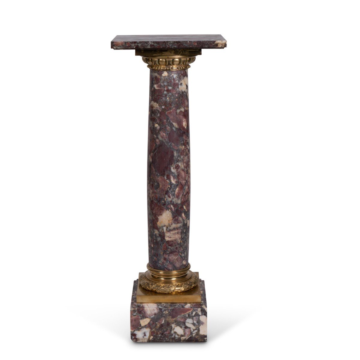 Colonne en marbre brèche violette et bronze doré, XIXe