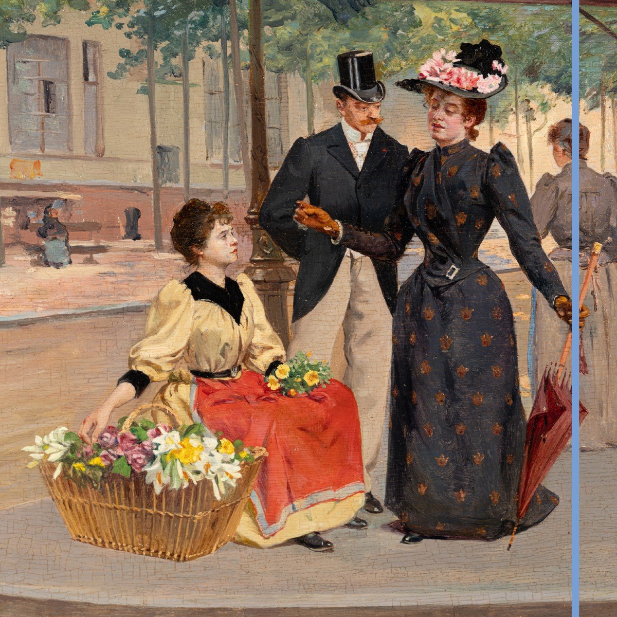 Etienne Joannon Navier (1857-1911), La marchande de fleurs sur les Grands Boulevards, XIXe-photo-3