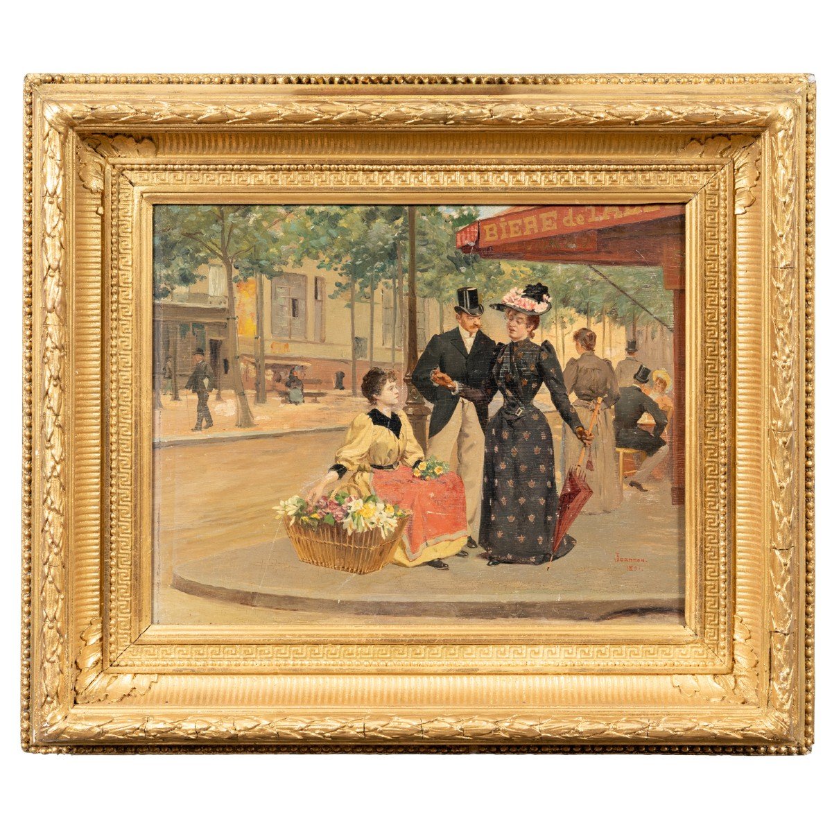 Etienne Joannon Navier (1857-1911), La marchande de fleurs sur les Grands Boulevards, XIXe