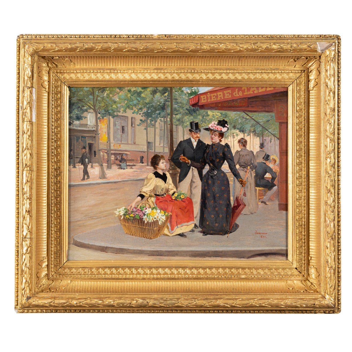 Etienne Joannon Navier (1857-1911), La marchande de fleurs sur les Grands Boulevards, XIXe