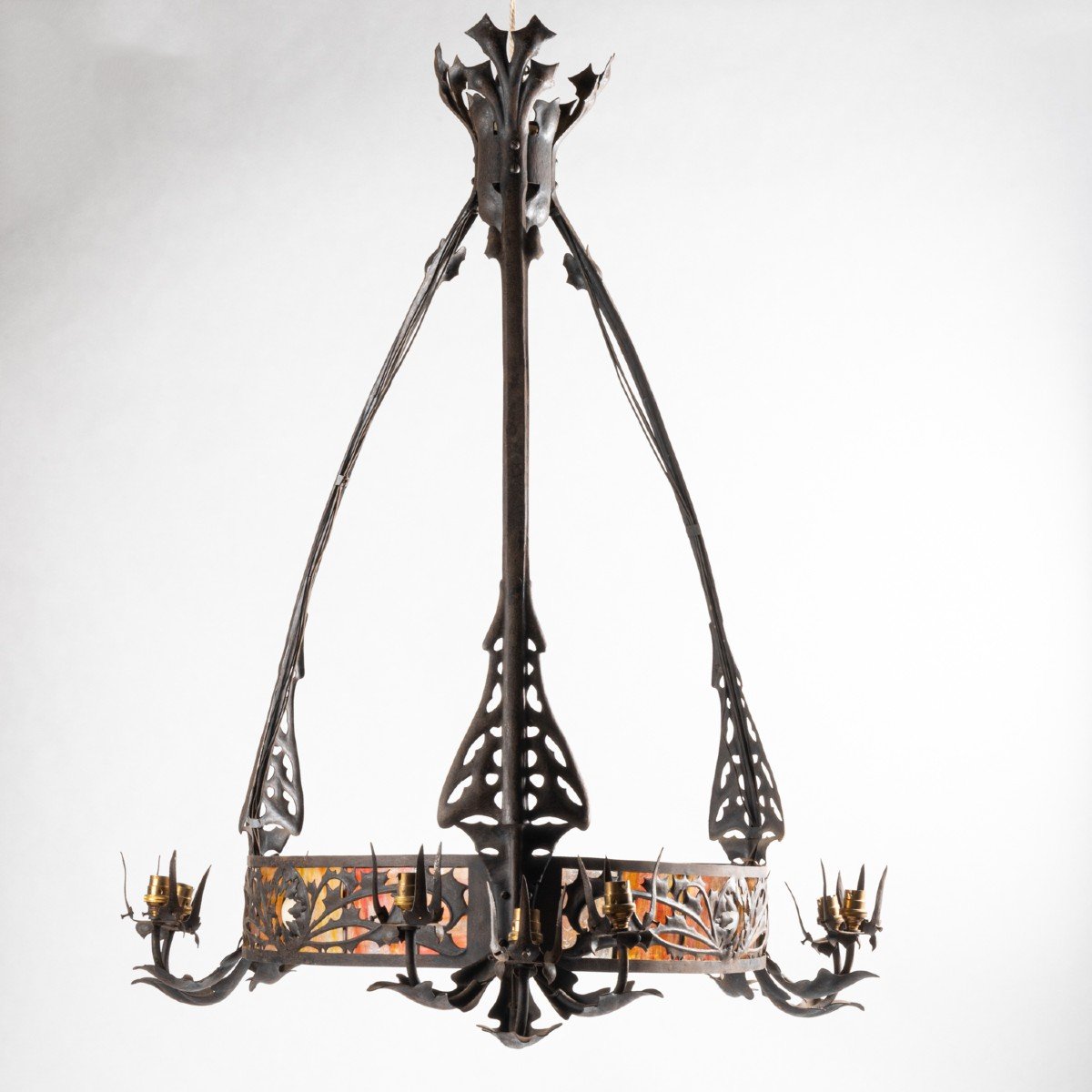 Louis Majorelle (1859-1926) And Daum, Important “viorne” Chandelier, 19th Century-photo-4