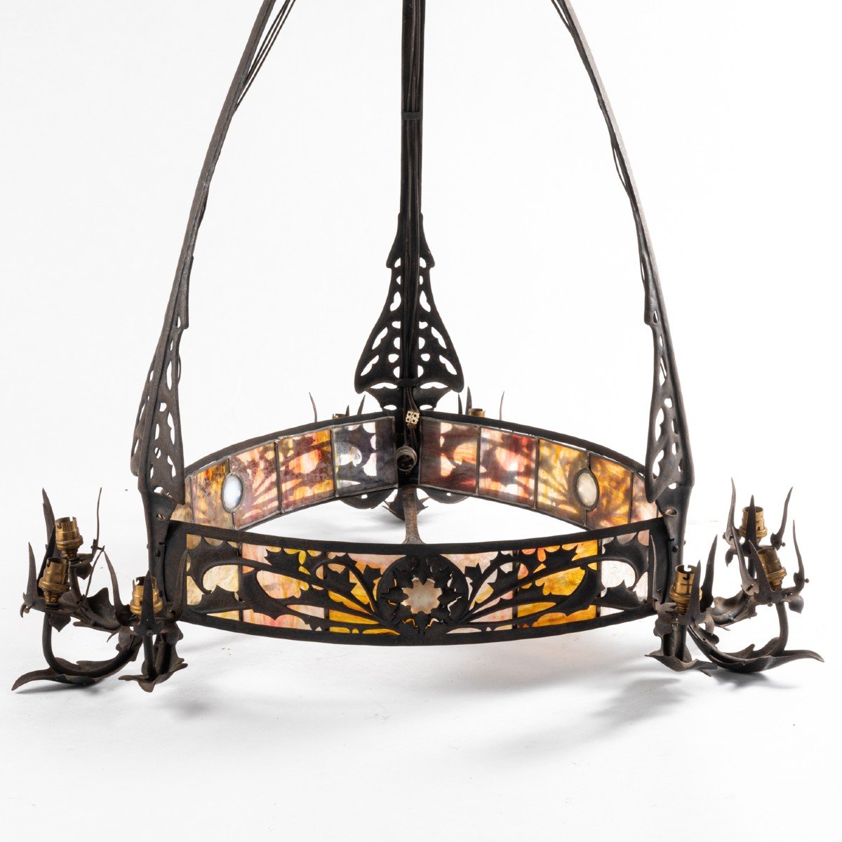 Louis Majorelle (1859-1926) And Daum, Important “viorne” Chandelier, 19th Century-photo-1