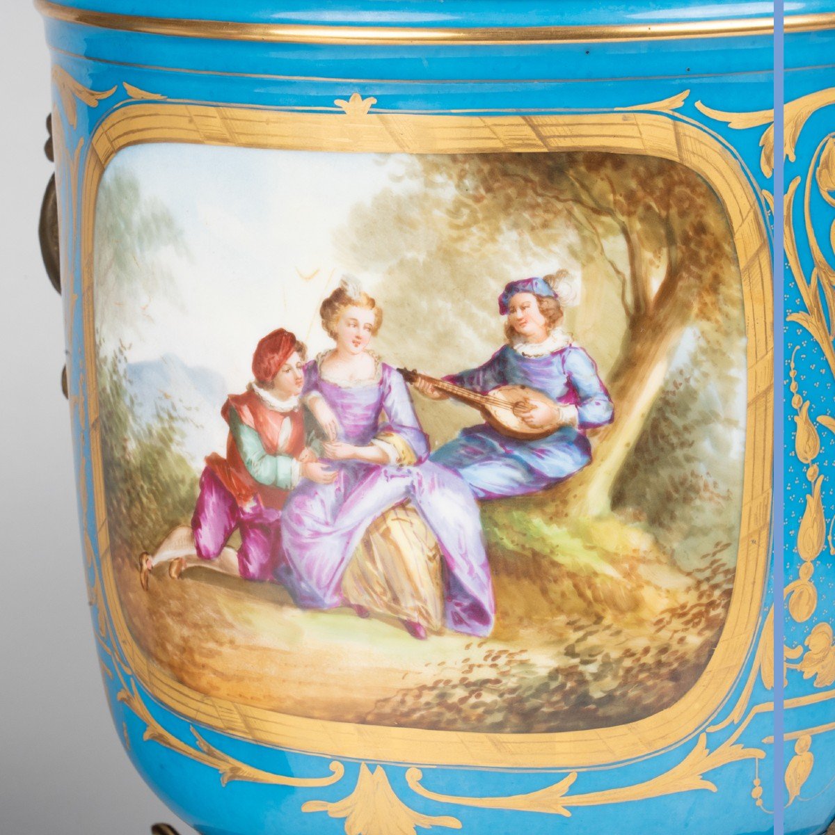 In The Style Of The Manufacture De Sèvres, Pair Of Porcelain Cache-pots, 19th Century-photo-4