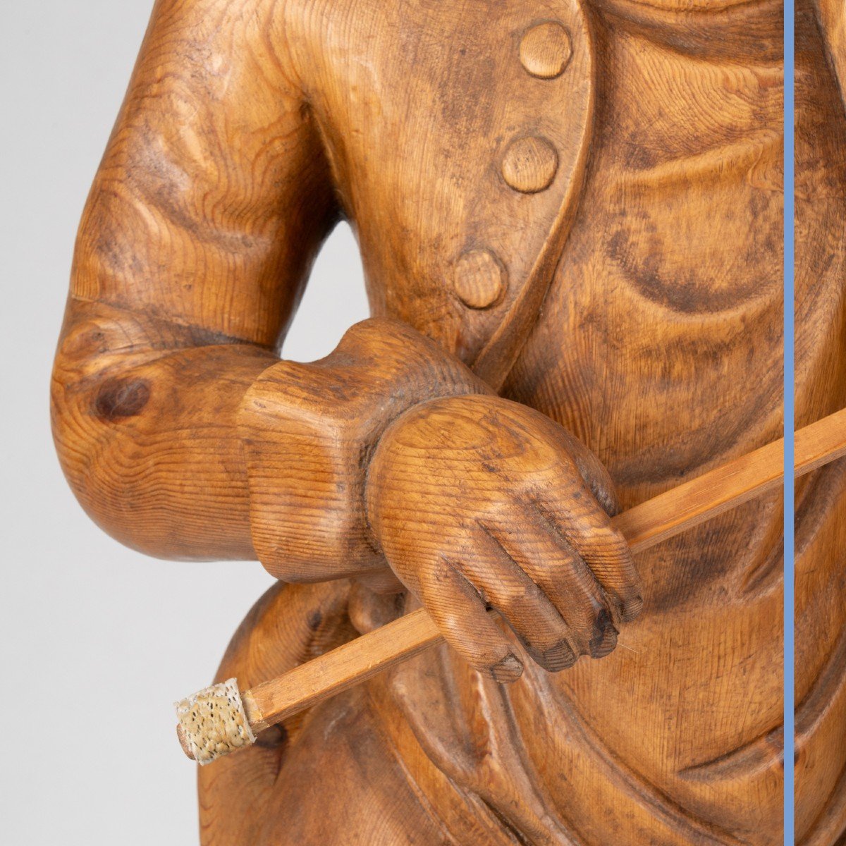 The Violinist With The Tricorn, Sculpture In Carved Pine, 19th Century-photo-7