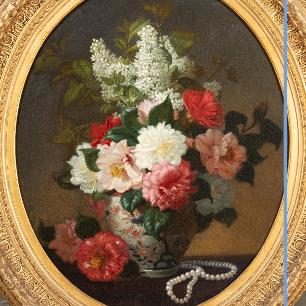 Léon Rousseau (1829-1881), Le bouquet au collier de perles, huile sur toile, 1969-photo-2