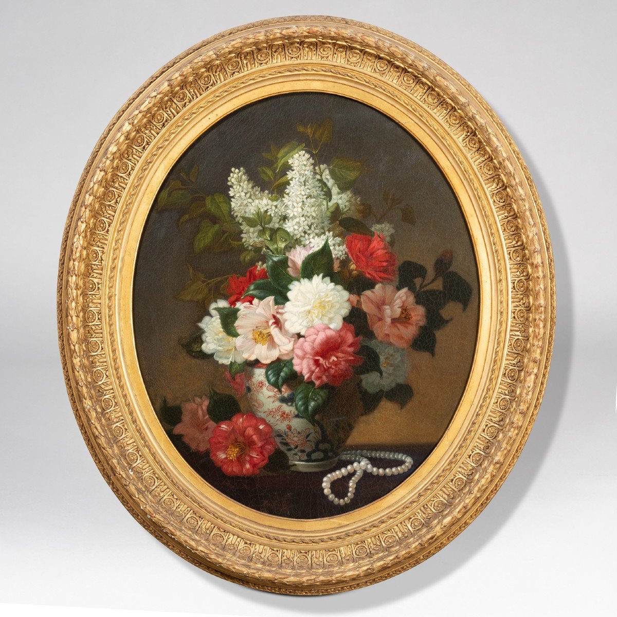 Léon Rousseau (1829-1881), Le bouquet au collier de perles, huile sur toile, 1969