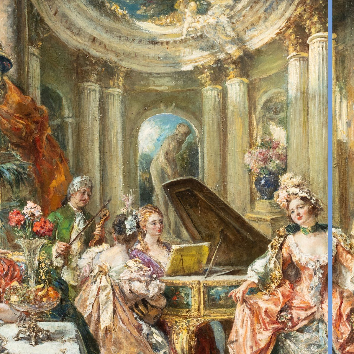 Eduardo Leon Garrido (1856-1949), Sc&egrave;ne de salon dans le go&ucirc;t du XVIIIe, XIXe-photo-4