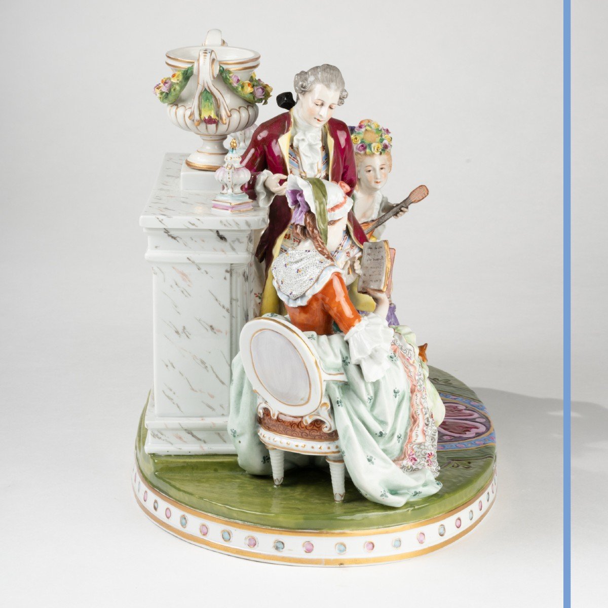 Dans le goût de la porcelaine de Saxe, scène de salon, XIXe-photo-1