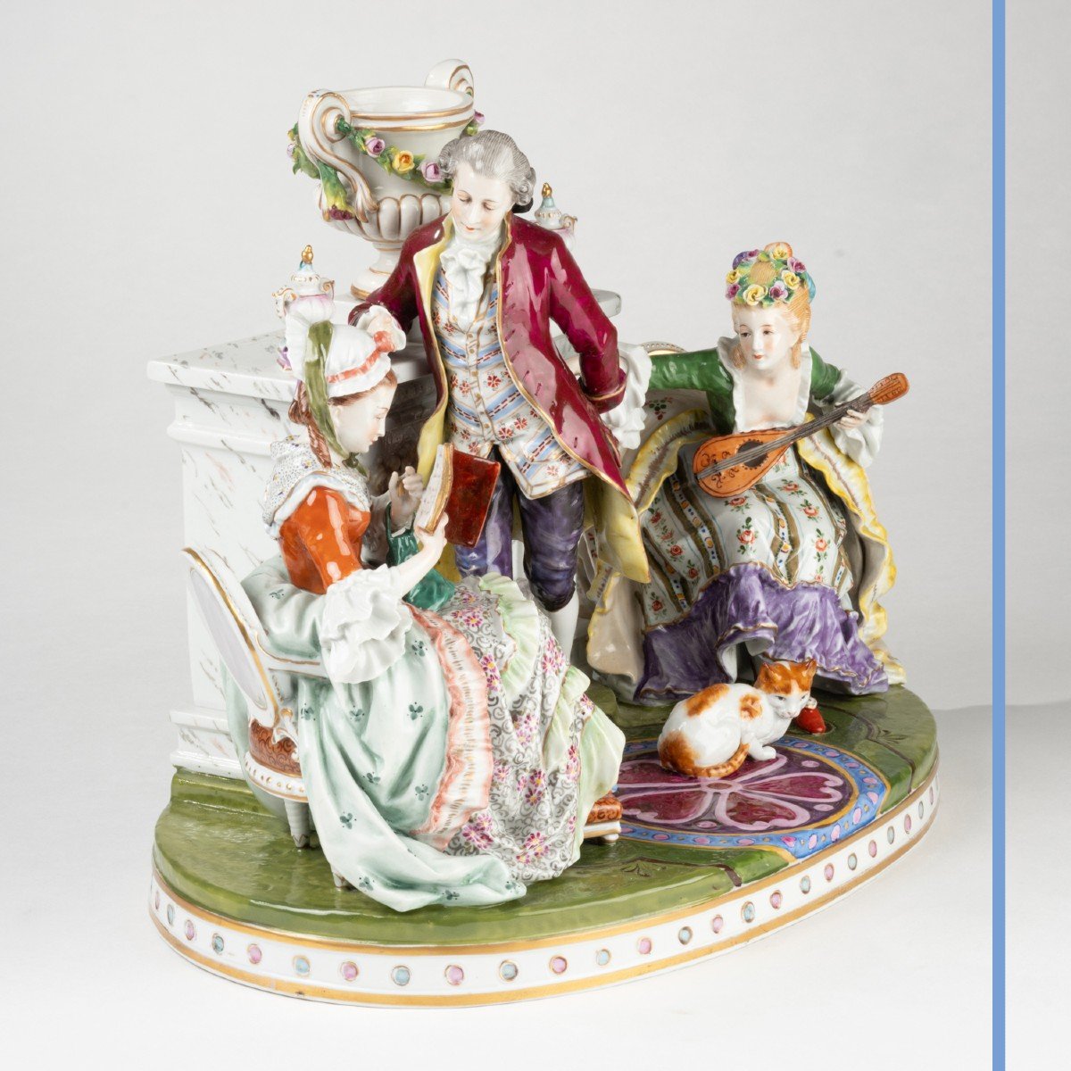 Dans le goût de la porcelaine de Saxe, scène de salon, XIXe-photo-2