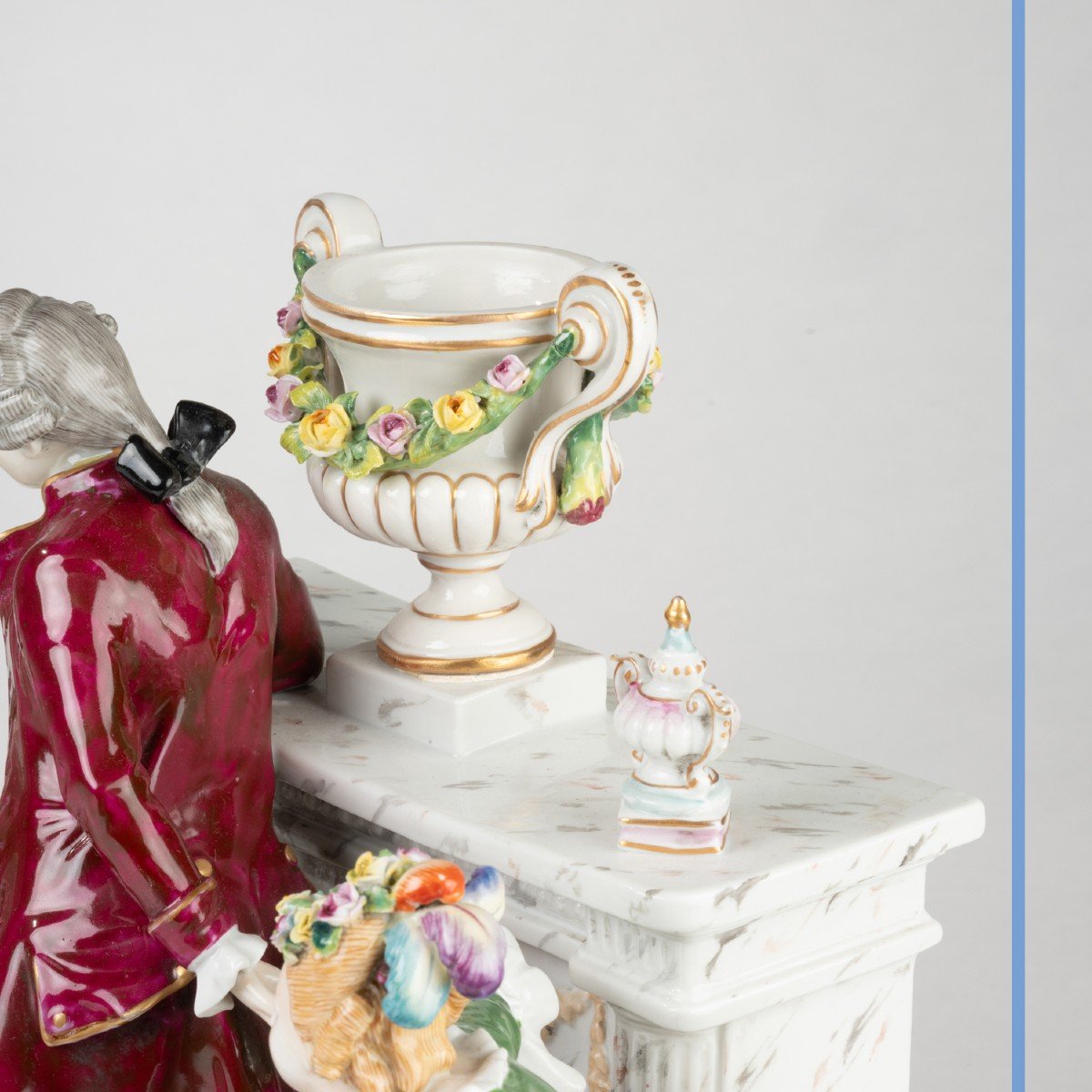 Dans le goût de la porcelaine de Saxe, scène de salon, XIXe-photo-7