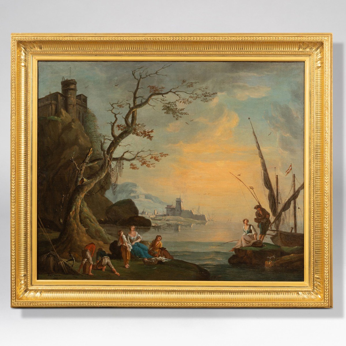 D'après Lacroix de Marseille (1700-1782), Vue près de Pouzzol, huile sur toile, XIXe