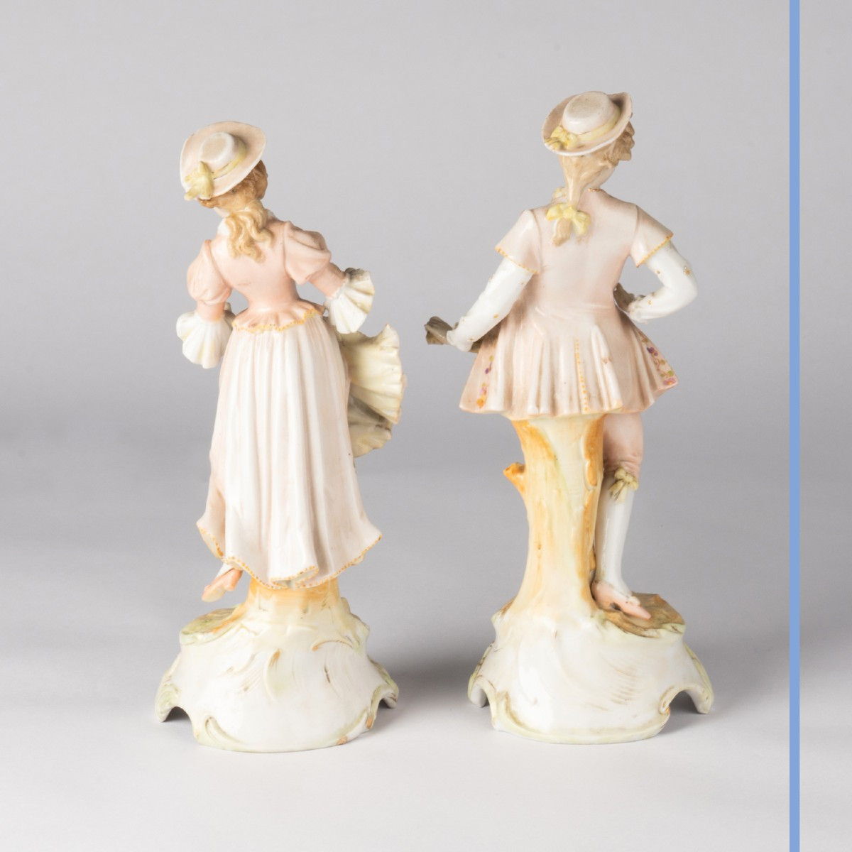 Pair Of Porcelain Subjects "couple Of Elegant People", 19th Century-photo-4