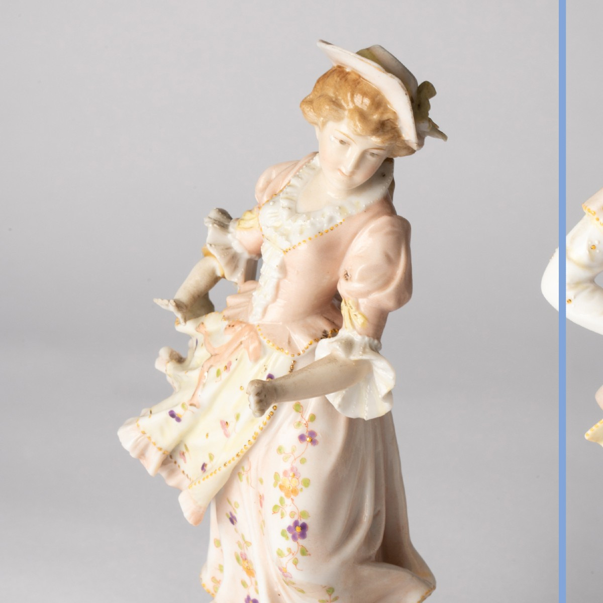 Pair Of Porcelain Subjects "couple Of Elegant People", 19th Century-photo-3