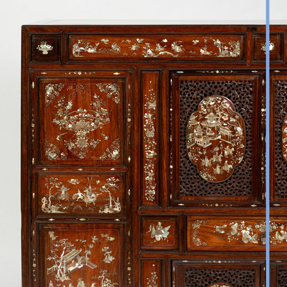 Indochinese Furniture In Exotic Wood With Mother-of-pearl Marquetry, 19th-photo-3