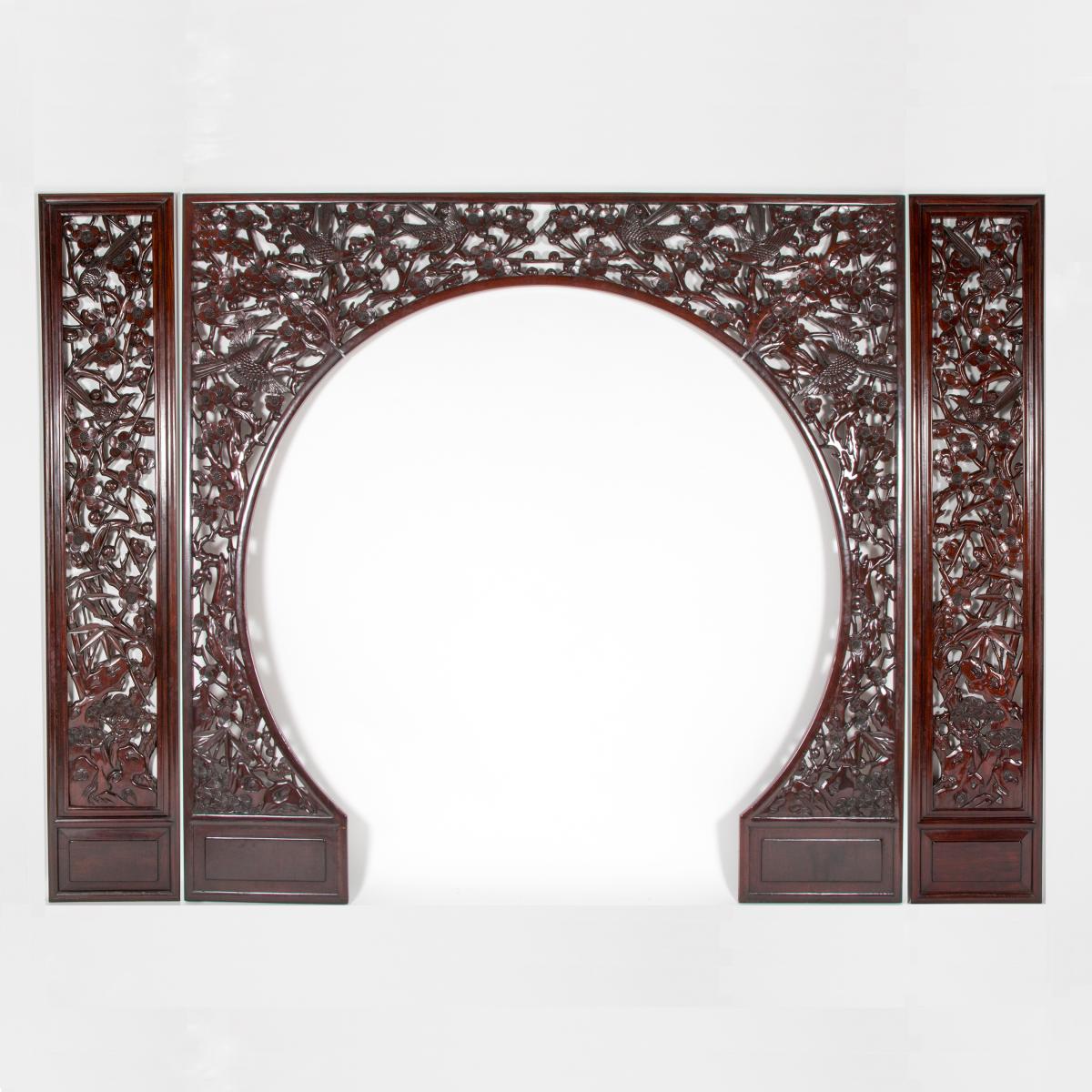 Ensemble de boiserie en bois exotique, Asie, XXe