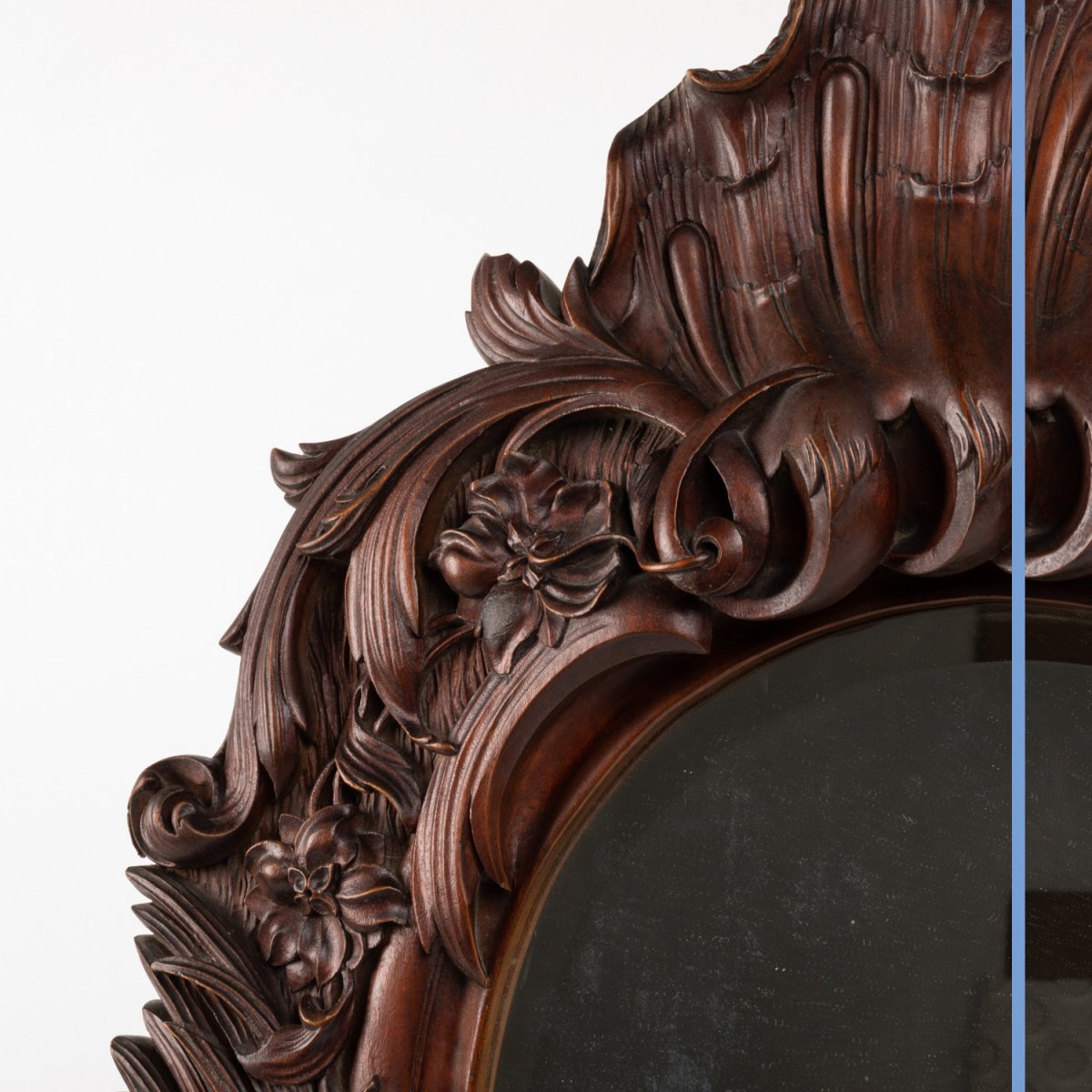 Rococo Style Mirror In Carved Walnut, 19th Century-photo-4