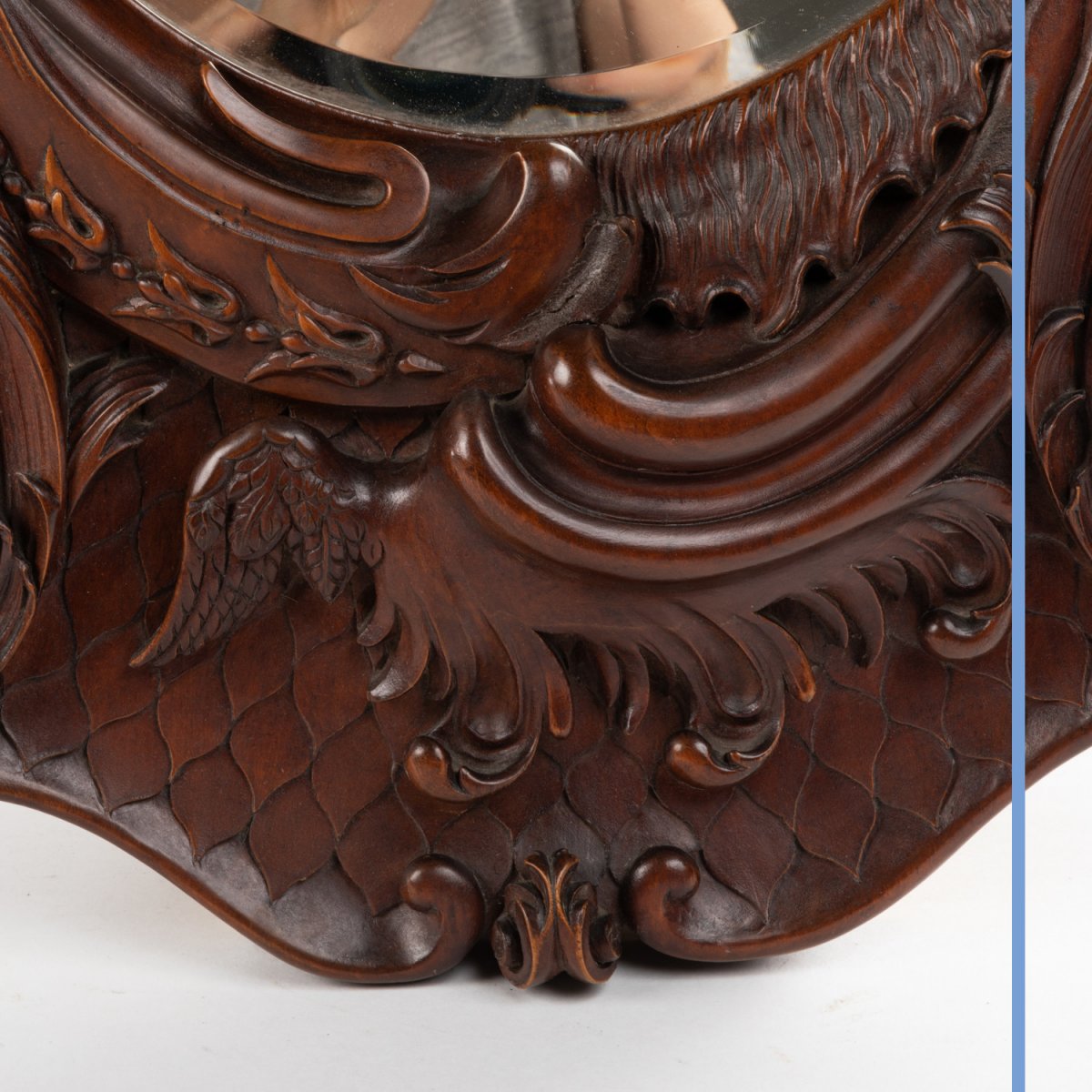 Rococo Style Mirror In Carved Walnut, 19th Century-photo-3