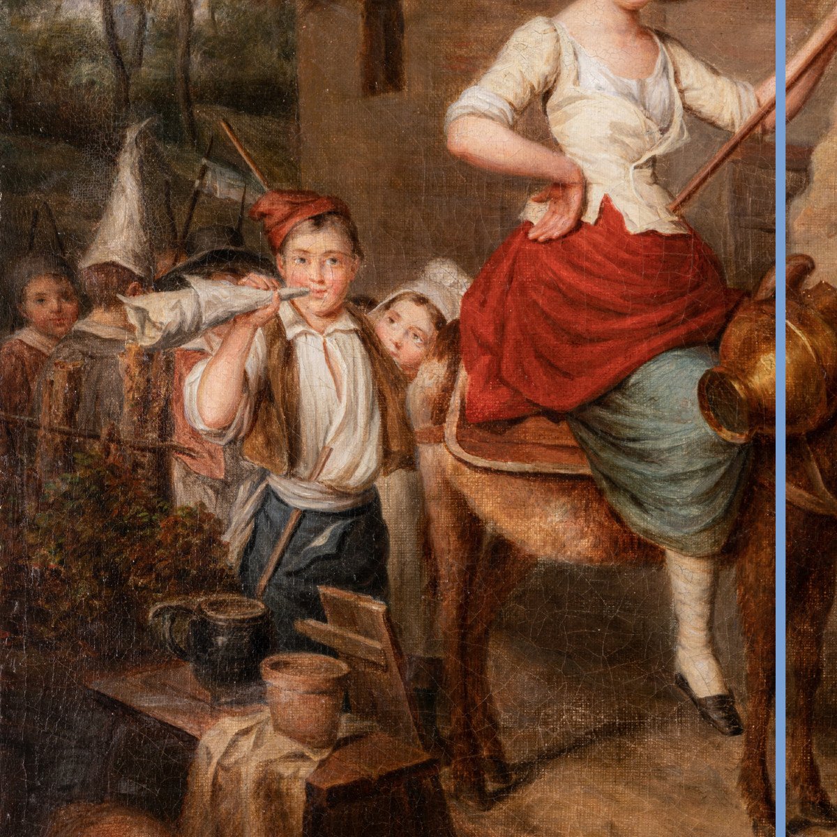 École Française, "Jour de carnaval", huile sur toile, XIXe-photo-1