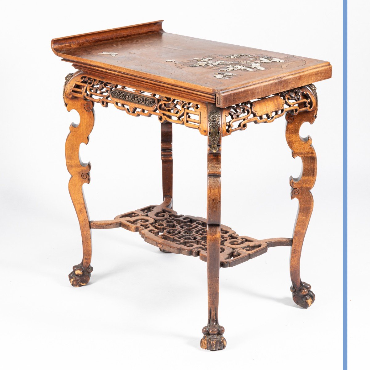Attribu&eacute; &agrave; Gabriel Viardot (1830-1906), table toutes faces en bois et incrustations, XIXe -photo-3