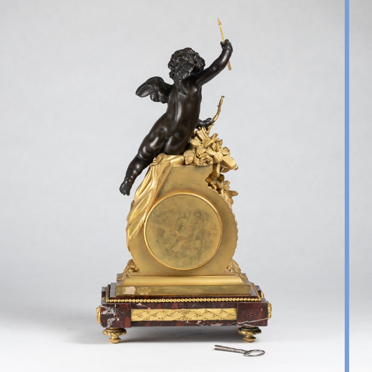 Guillaume Deni&egrave;re (1815-1901), pendule au Cupidon en bronze &agrave; patine brune et bronze dor&eacute;, XIXe-photo-4