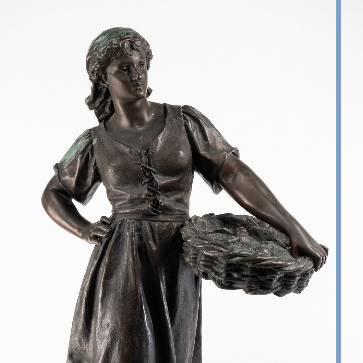 Ernest Rancoulet (1842-1918), la Femme au panier de coquillages, bronze, XIXe-photo-1