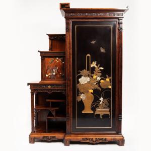 Gabriel Viardot (1830-1904), armoire formant un cabinet en acajou et laque, XIXe