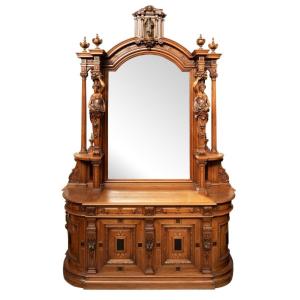 Dans le go&ucirc;t de Henri Auguste Fourdinois (1830 -1907), spectaculaire meuble credence, XIXe