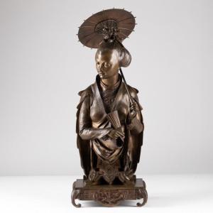 Auguste Lalouette (1826-1883), La Japonaise, bronze, XIXe